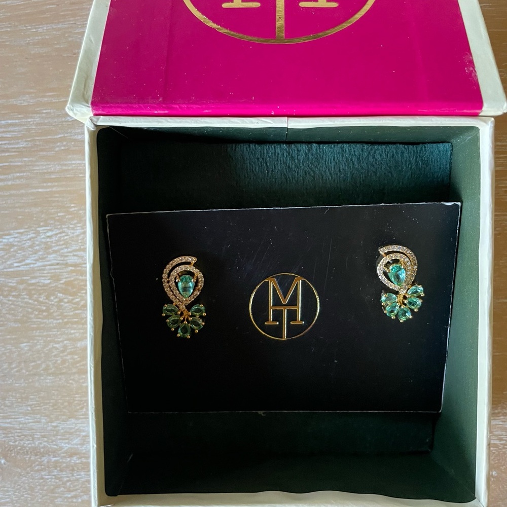 [Allure by MHT] NWT Elegant Gold and Turquoise Earrings